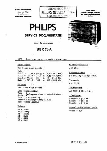 philips b 5 x 75 a service manual