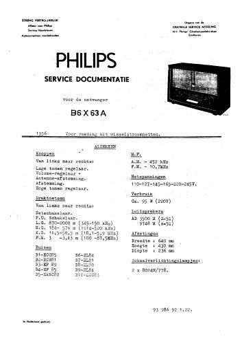philips b 6 x 63 a service manual