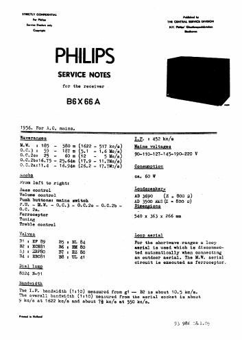 philips b 6 x 66 a service manual