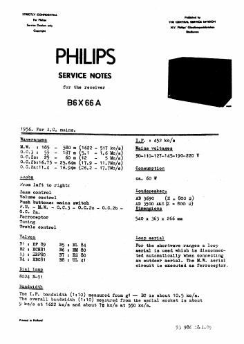 philips b 6 x 66 a service manual