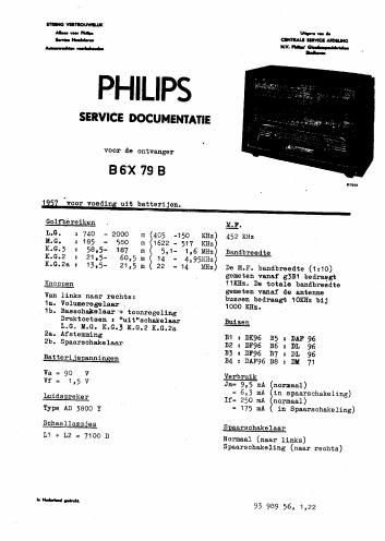 philips b 6 x 79 b service manual