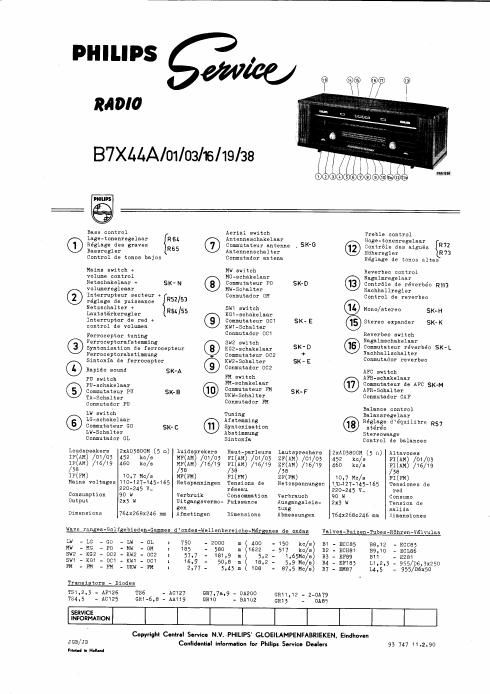 philips b 7 x 44 a service manual