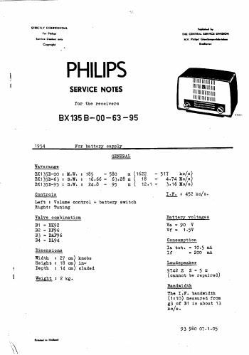 philips bx 135 b service manual