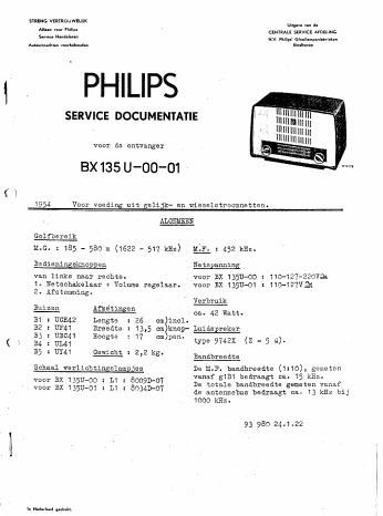 philips bx 135 u service manual