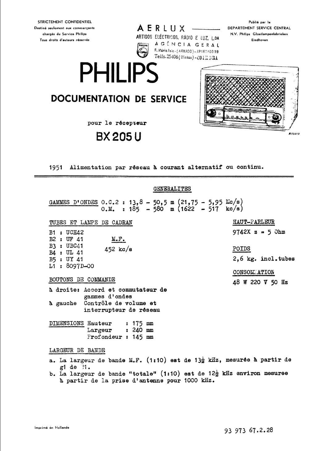 philips bx 205 u service manual