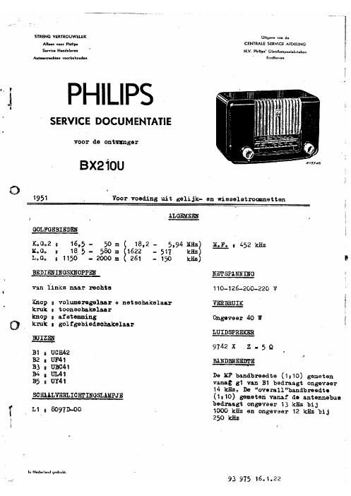 philips bx 210 u service manual