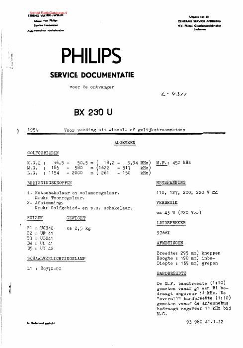 philips bx 230 u