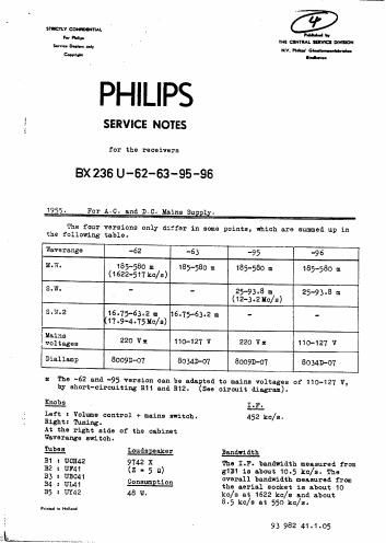 philips bx 236 u service manual