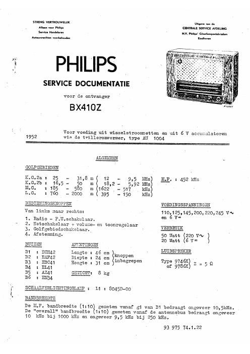 philips bx 410 z service manual