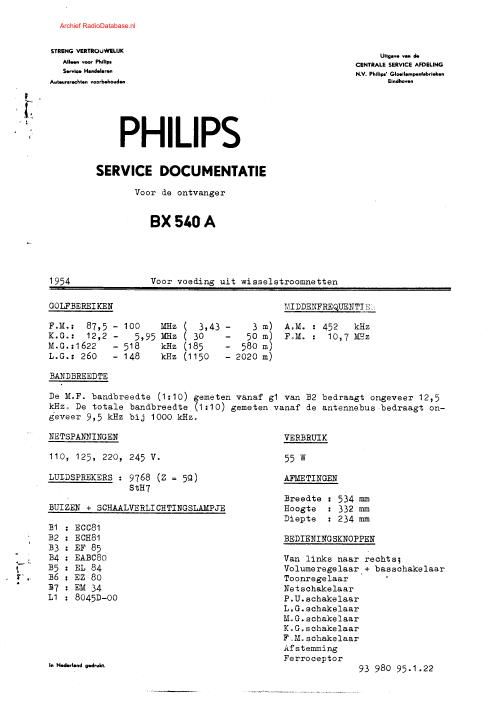 philips bx 540 a