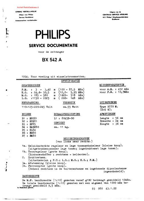 philips bx 542 a
