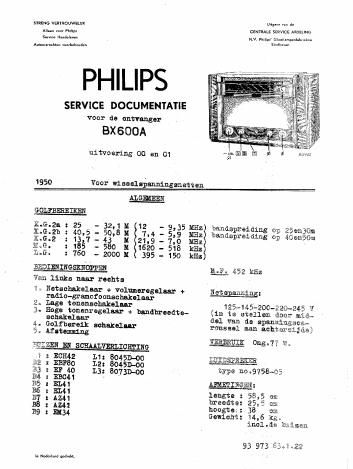 philips bx 600 a service manual