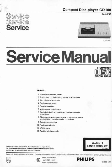 philips cd 100 service manual