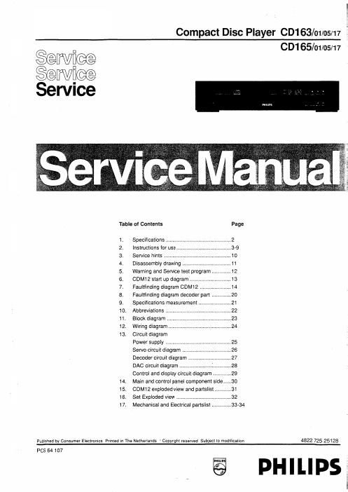 philips cd 163 service manual