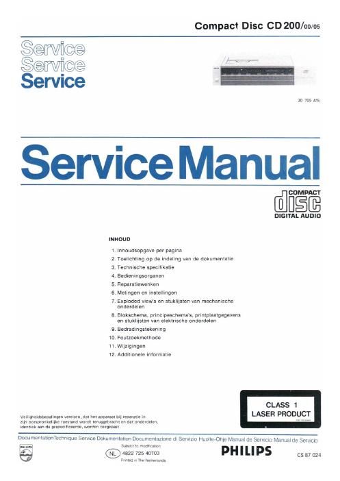 philips cd 200 service manual
