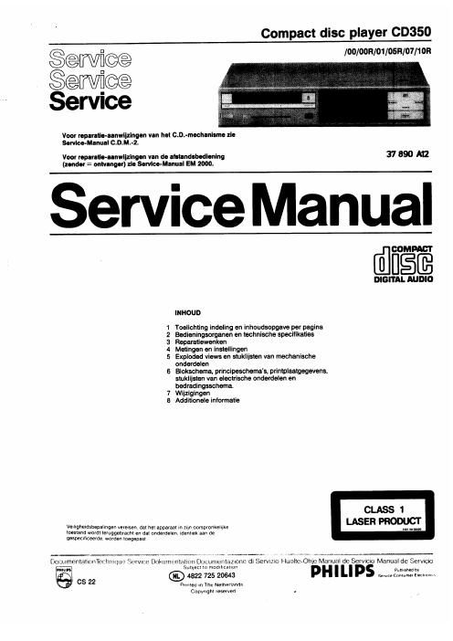 philips cd 350 service manual