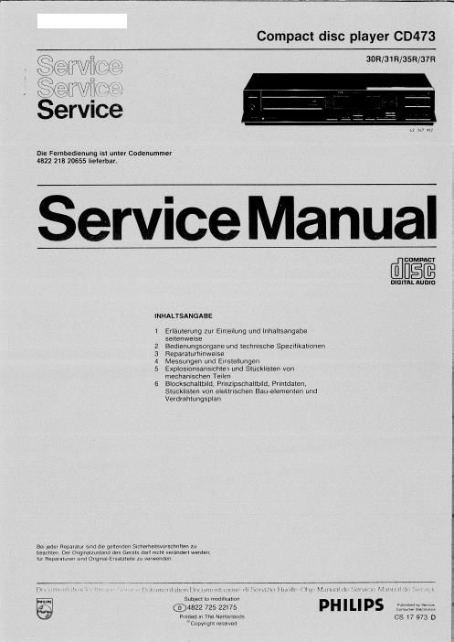 philips cd 473 service manual