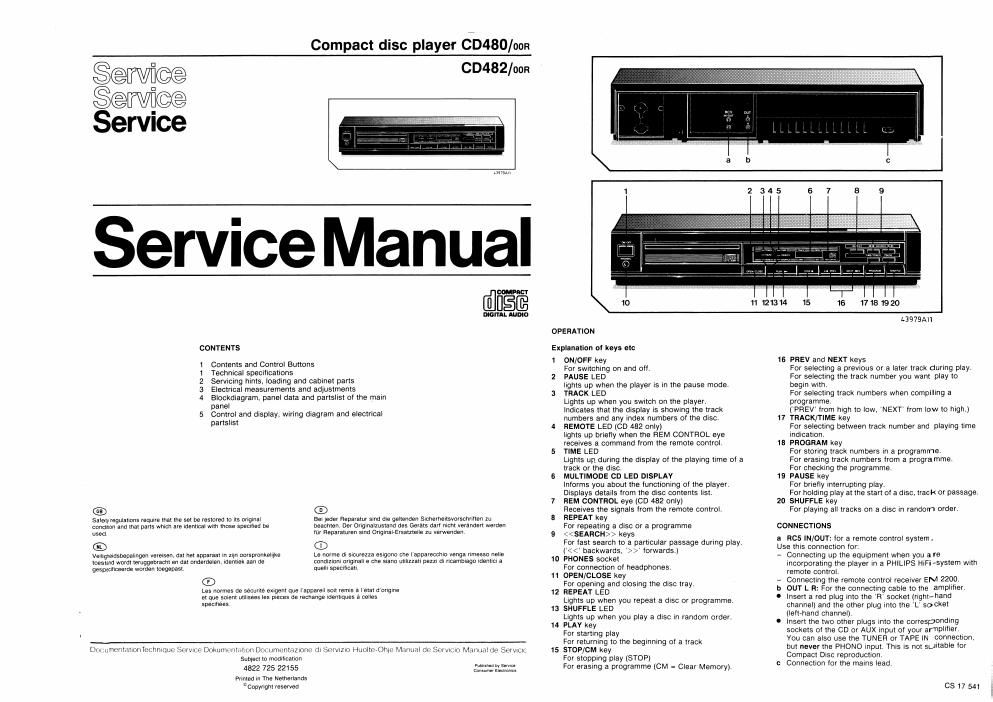 philips cd 480 482 service manual