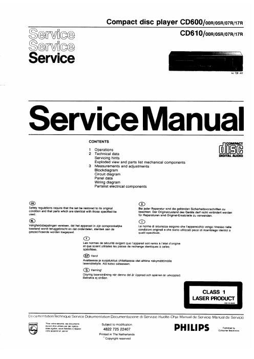 philips cd 600 610 service manual