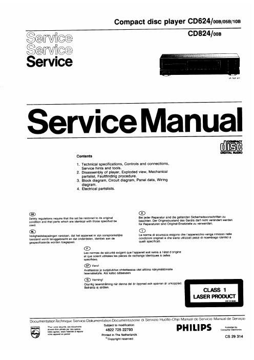 philips cd 624 824 cd service manual