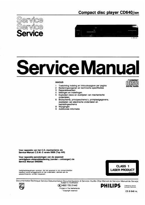 philips cd 640 service manual