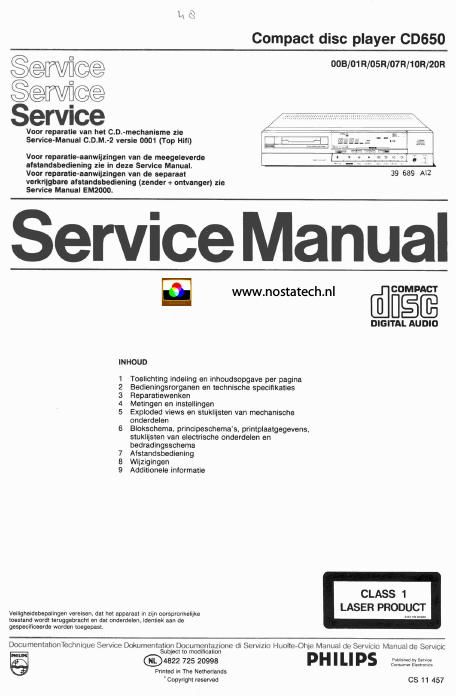 philips cd 650 service manual
