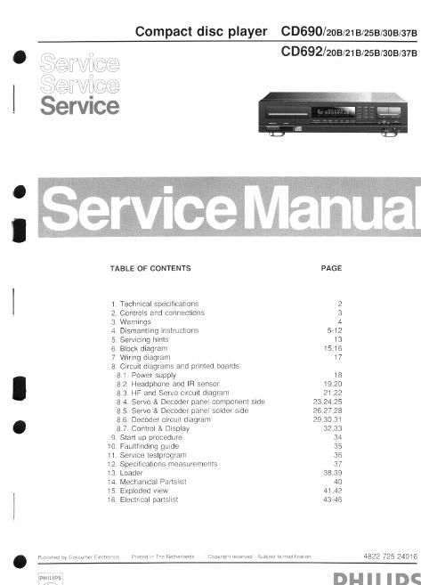 philips cd 690 692 cd service manual
