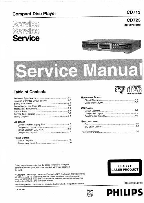 philips cd 713 723 cd service manual