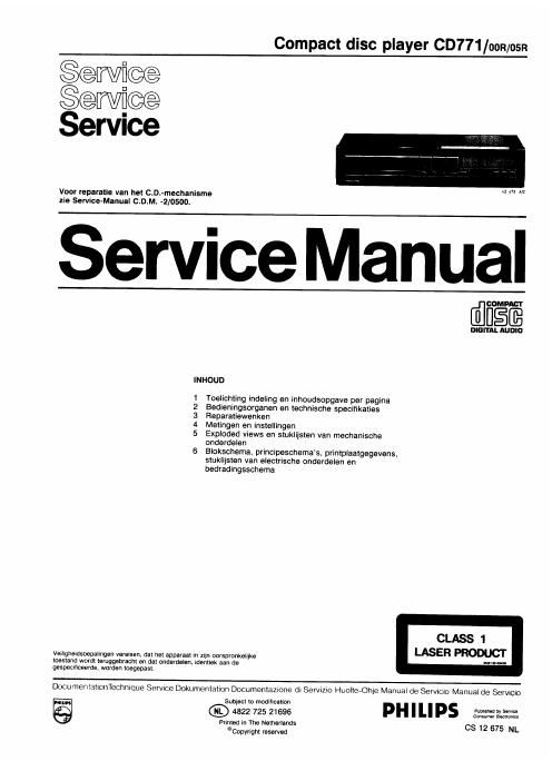 philips cd 771 service manual