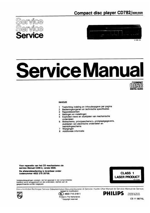 philips cd 782 service manual