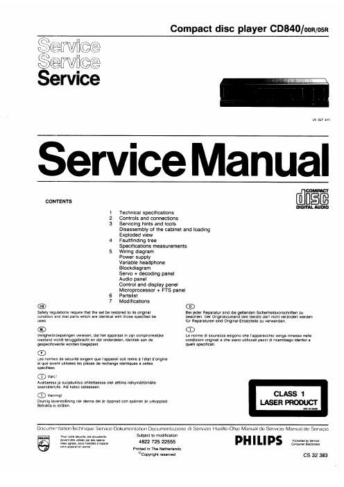 philips cd 840 service manual
