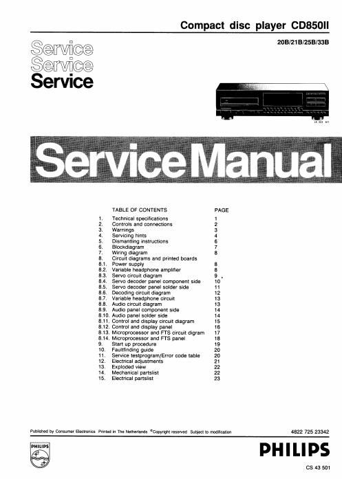 philips cd 850 mk 2 service manual