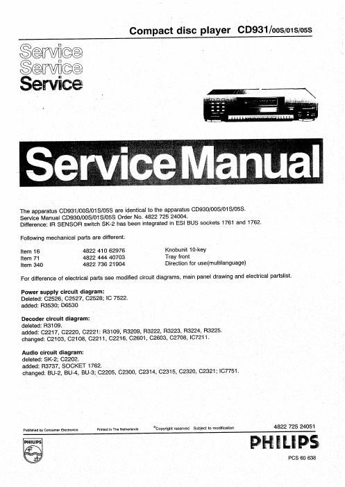 philips cd 931 service manual