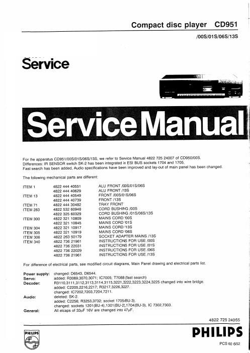 philips cd 951 service manual