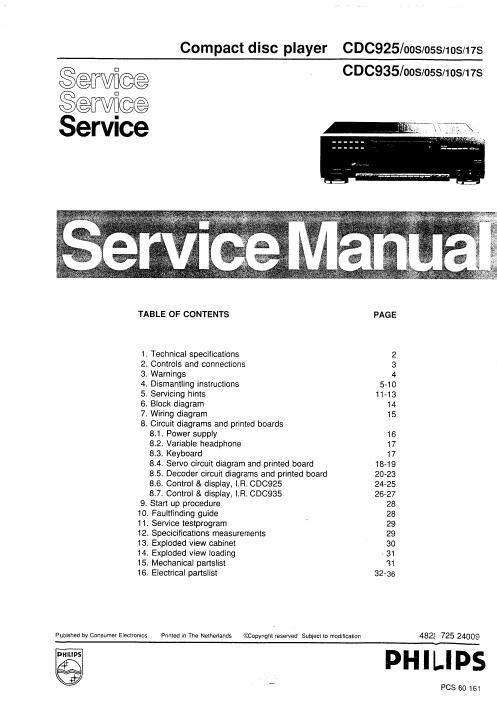 philips cd c 925 935 service manual