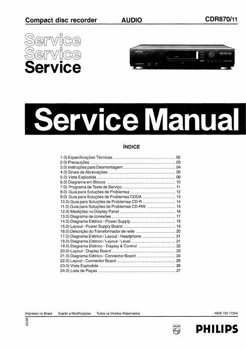 philips cd r 870 service manual