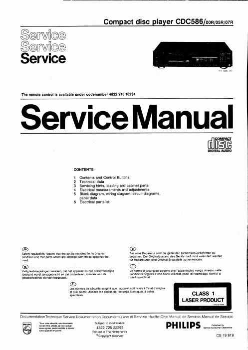 philips cdc 586 service manual