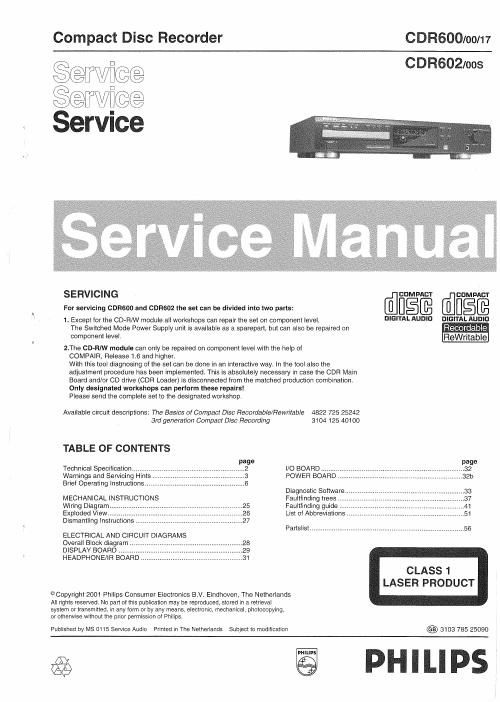 philips cdr 600 cdr 602 service manual