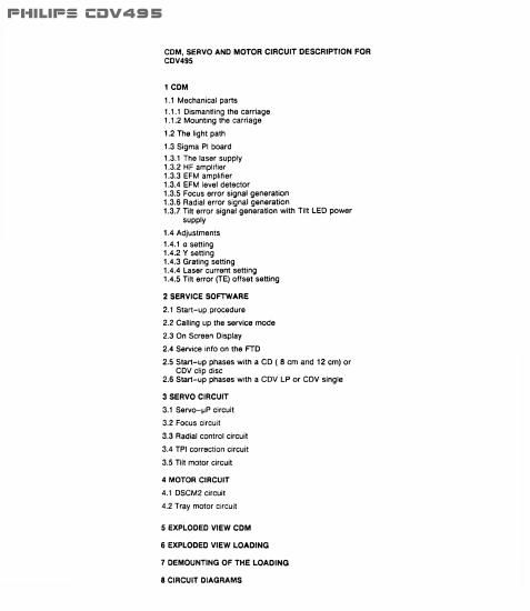 philips cdv 495 service manual
