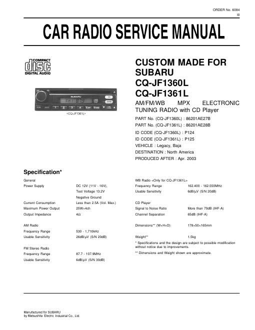 philips cqjf 1360 1361 l service manual