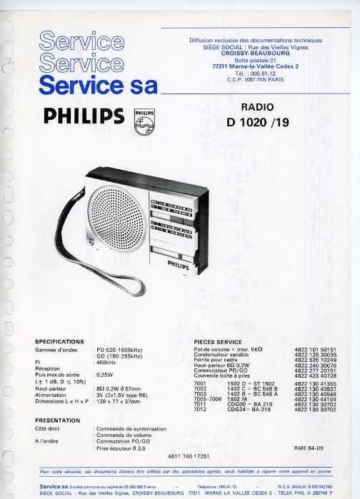 philips d 1020 schematic