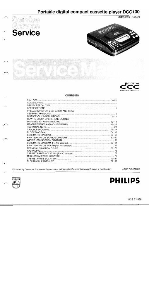 philips dcc 130 service manual