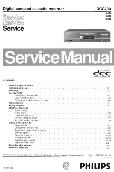 philips dcc 730 service manual