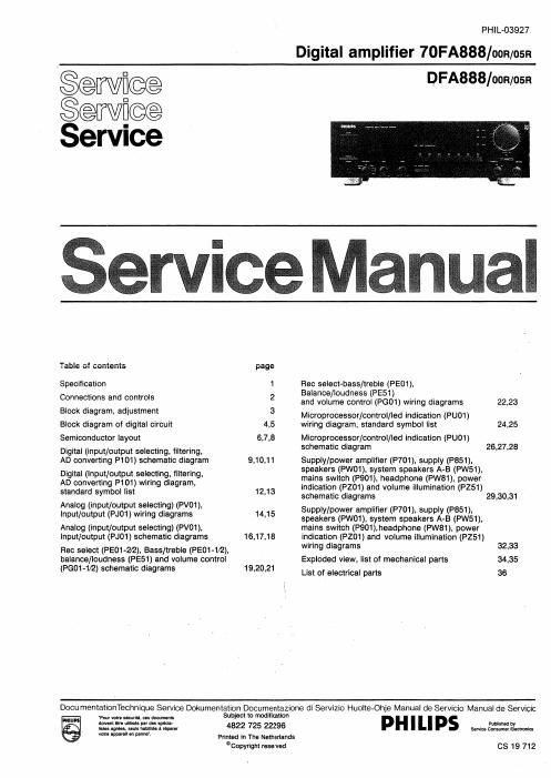 philips dfa 888 fa 888 service manual