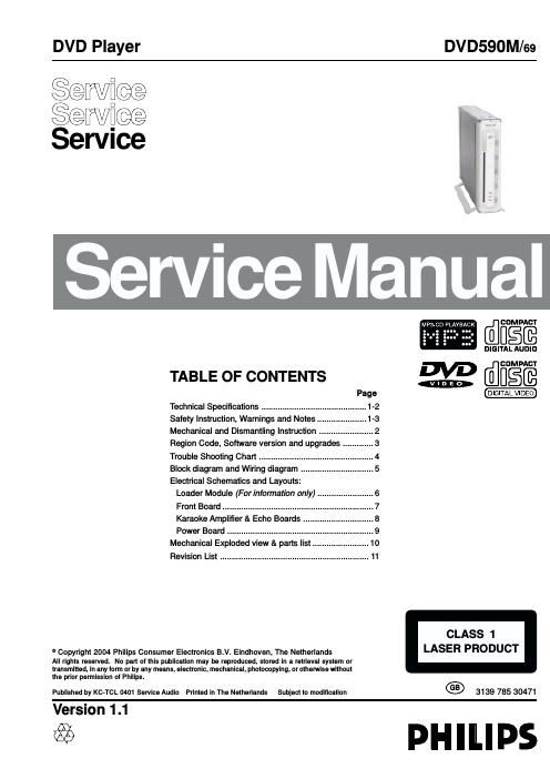 philips dvd 590 m service manual