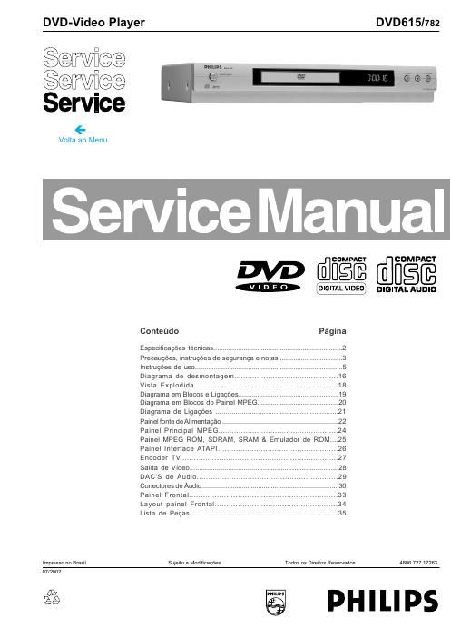philips dvd 615 service manual