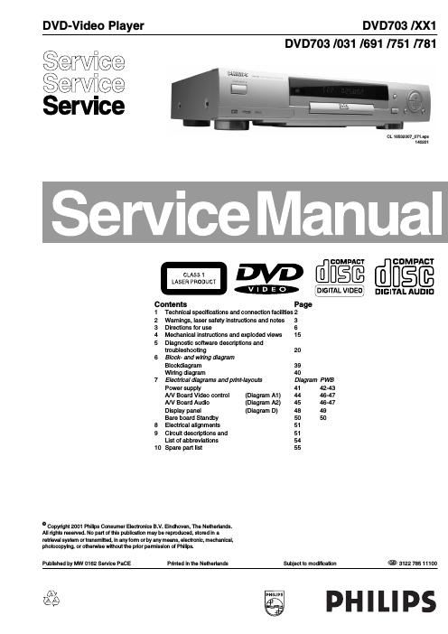 philips dvd 703 service manual