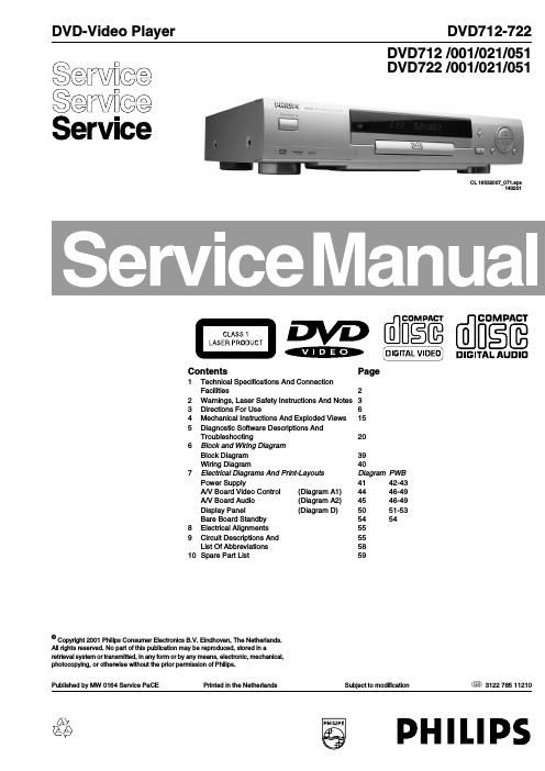 philips dvd 712 722 service manual