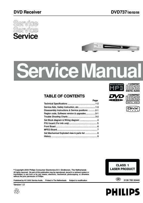 philips dvd 737 service manual