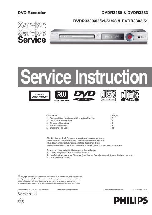 philips dvdr 3380 service manual